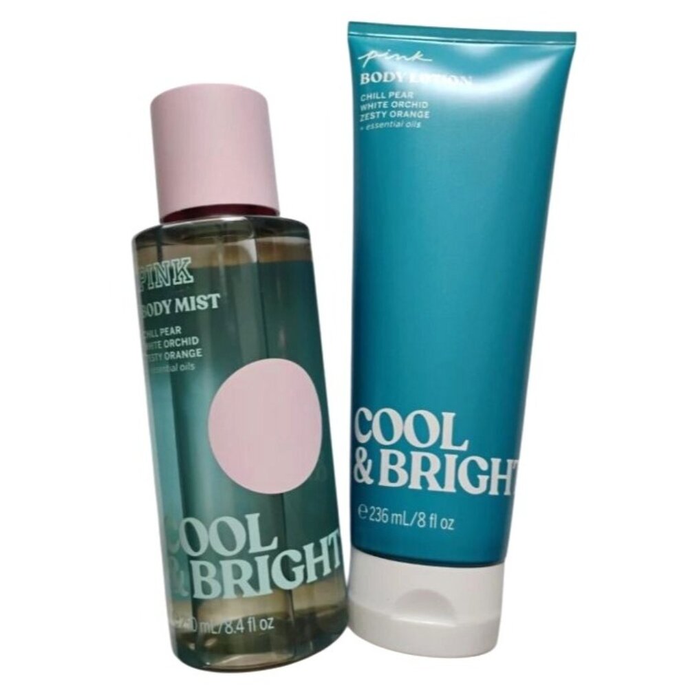 VS Pink Cool & Bright Body Mist &‎ Lotion Set NEW